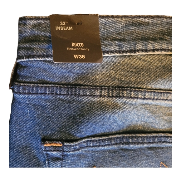 True Religion Rocco Moto Relaxed Skinny Jeans Medium Western Wash Blue 36 x 32 - Picture 10 of 16